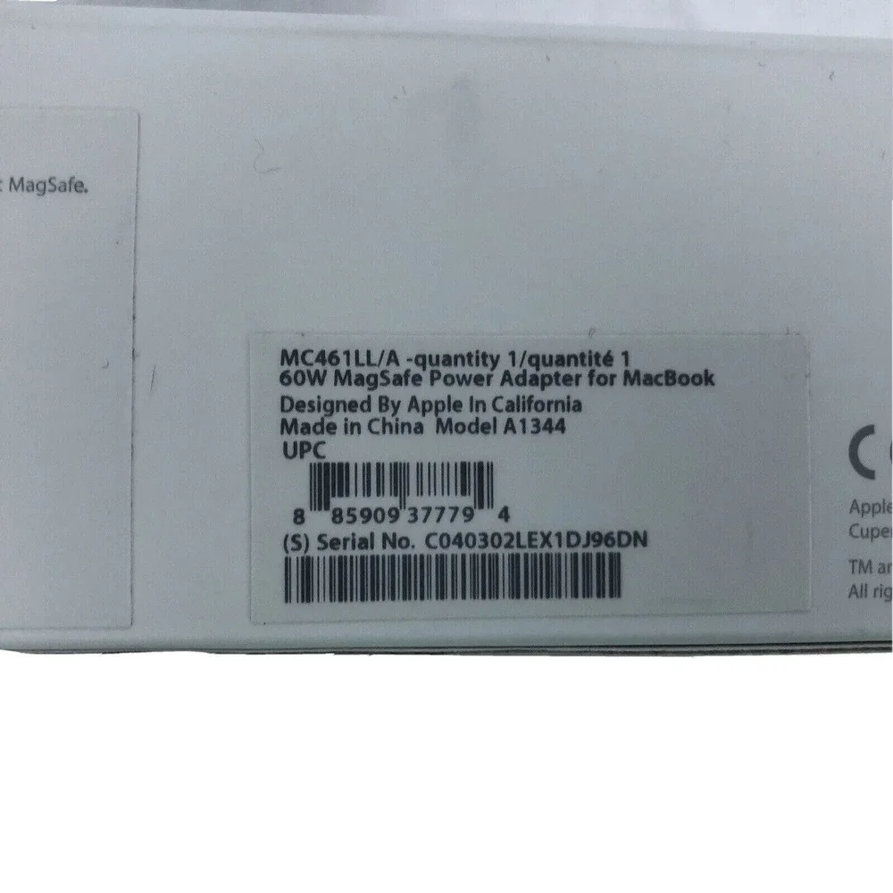 Original APPLE MacBook Pro‎ 60W MagSafe1 Power Adapter Charger - MC461LL/A A1344